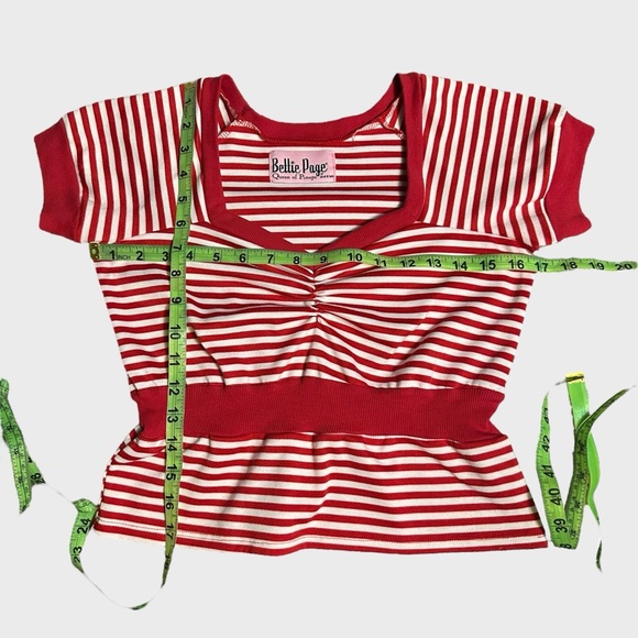 Bettie Page Ships Ahoy 1950s Inspired Sweat Heart Striped Top - Picture 5 of 7